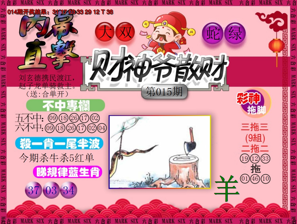 2025015期财神爷散财