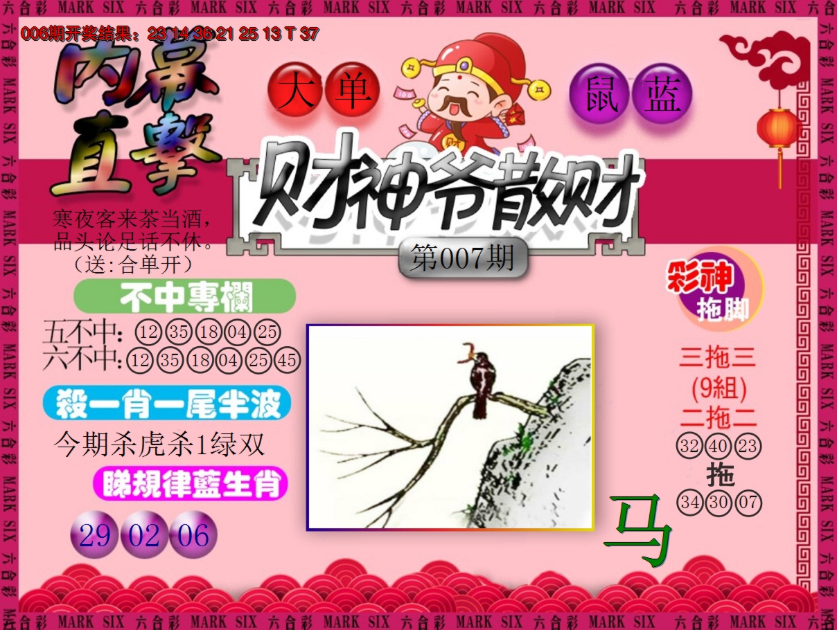 2025007期财神爷散财