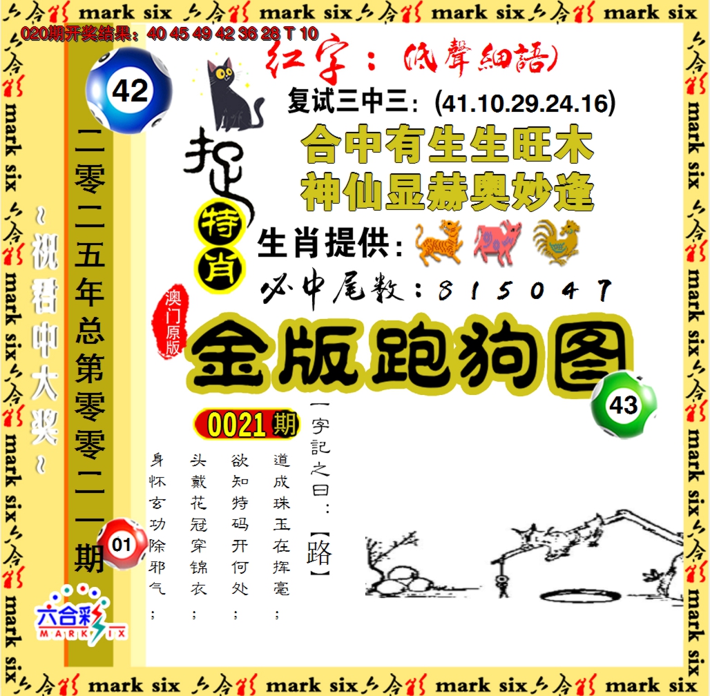 2025021期金版跑狗图