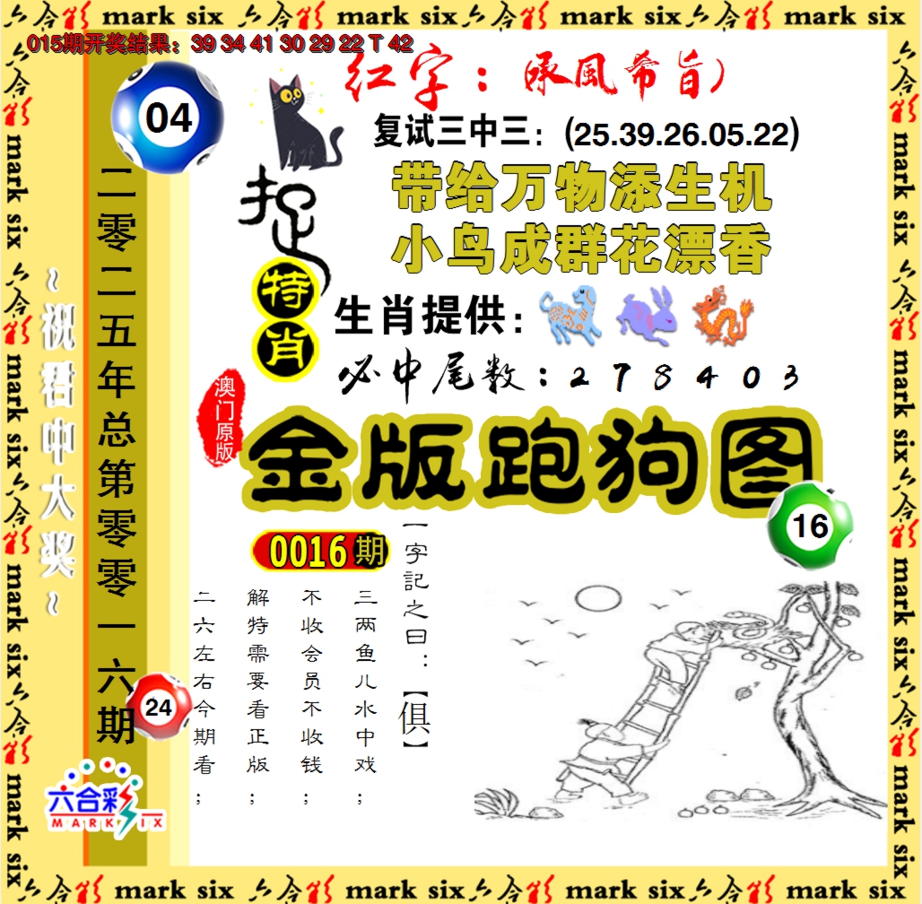 2025016期金版跑狗图
