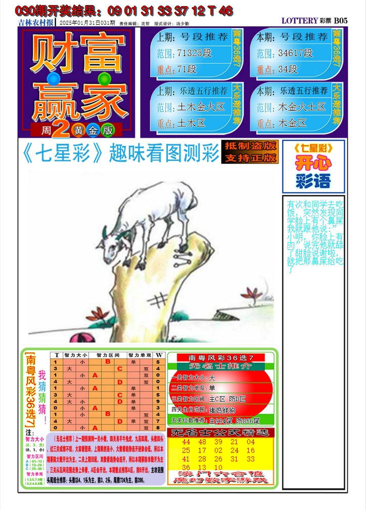 2025031期七星彩图A