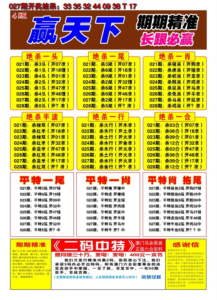 2025028期澳门赢天下C
