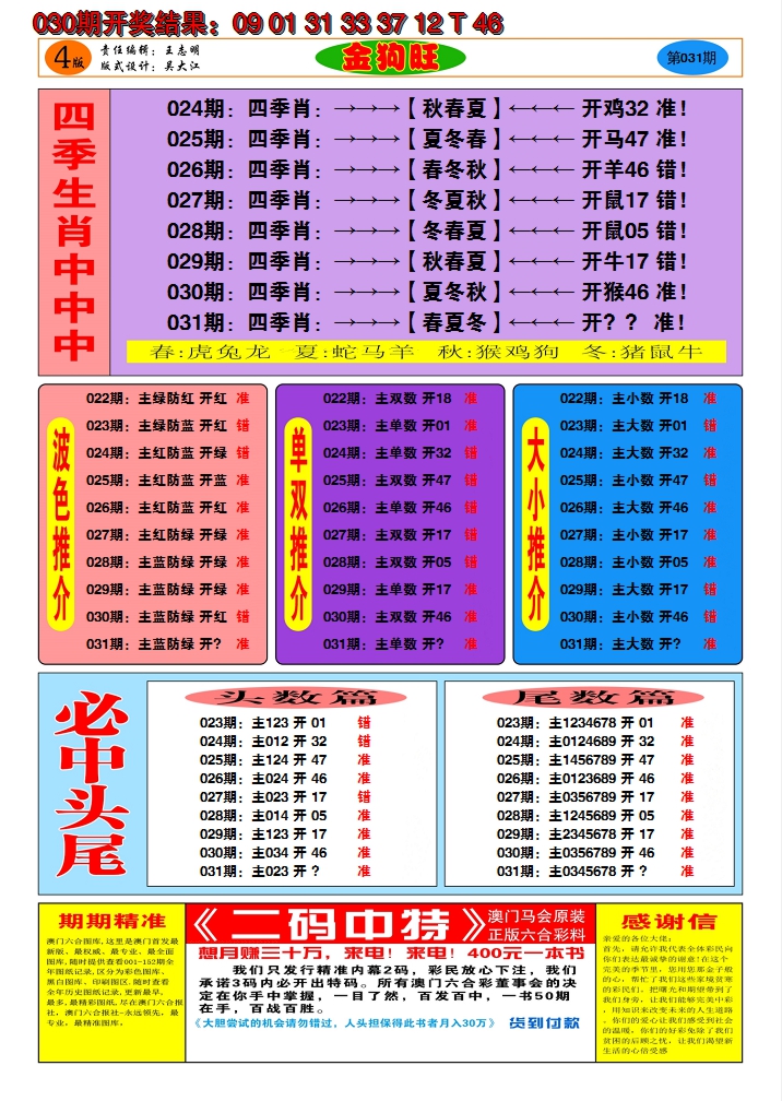 2025031期澳门金狗旺C