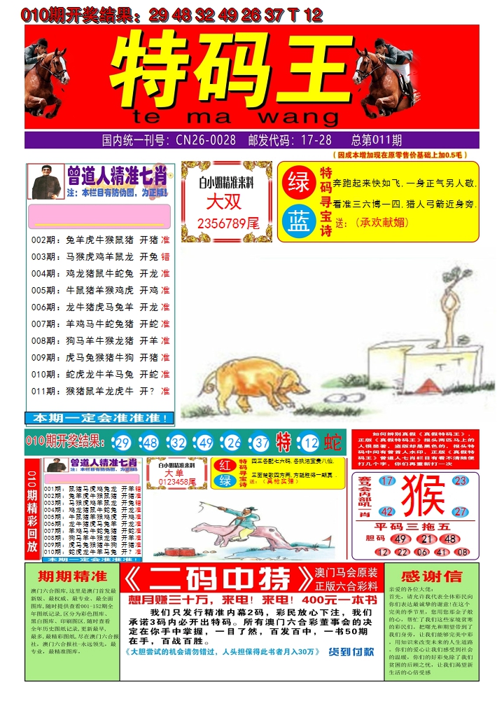 2025011期澳门特码王A