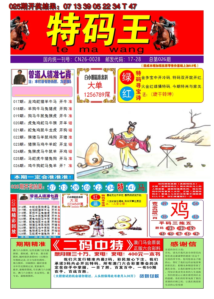2025026期澳门特码王A