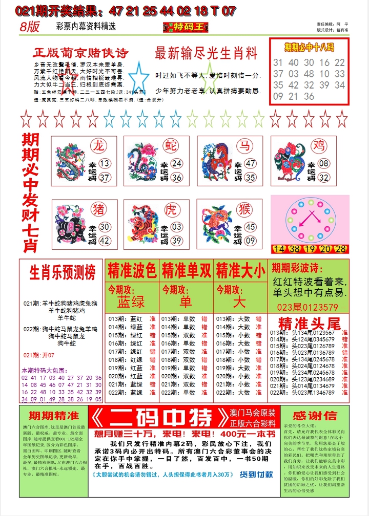 2025022期澳门特码王B