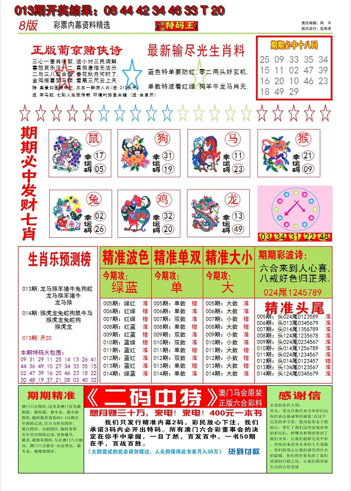 2025014期澳门特码王B