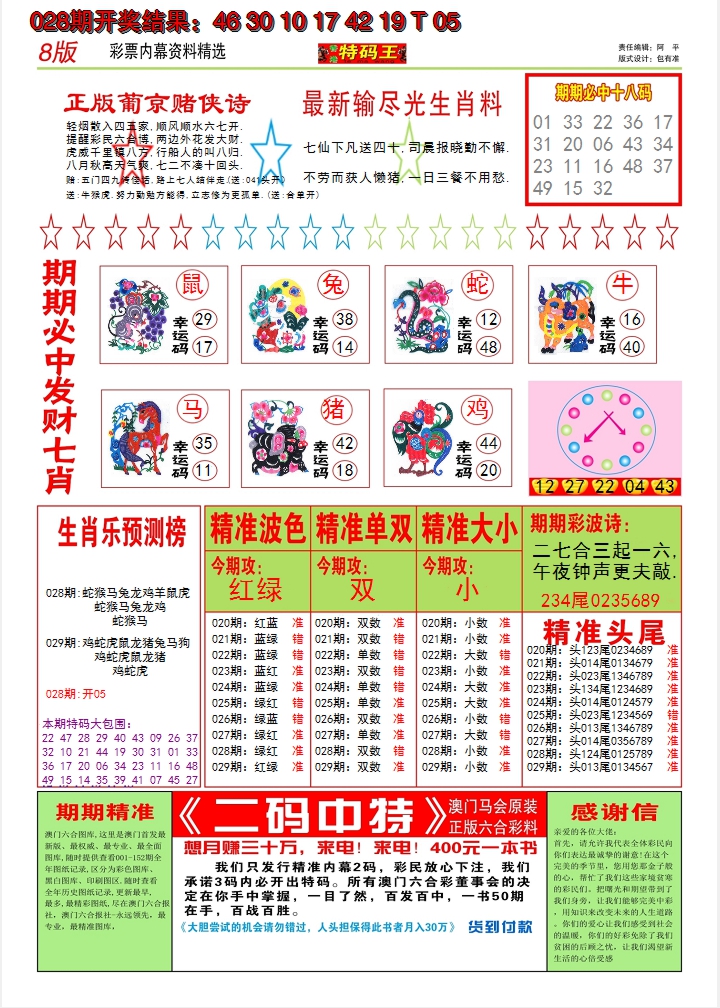 2025029期澳门特码王B