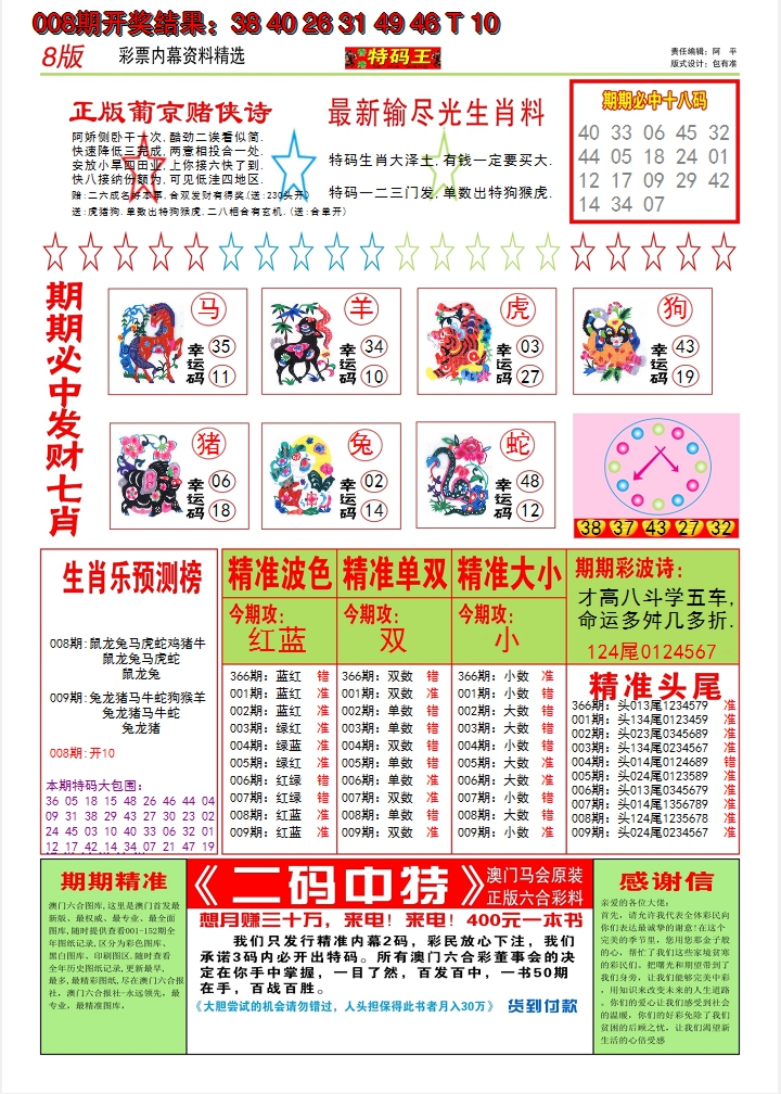 2025009期澳门特码王B