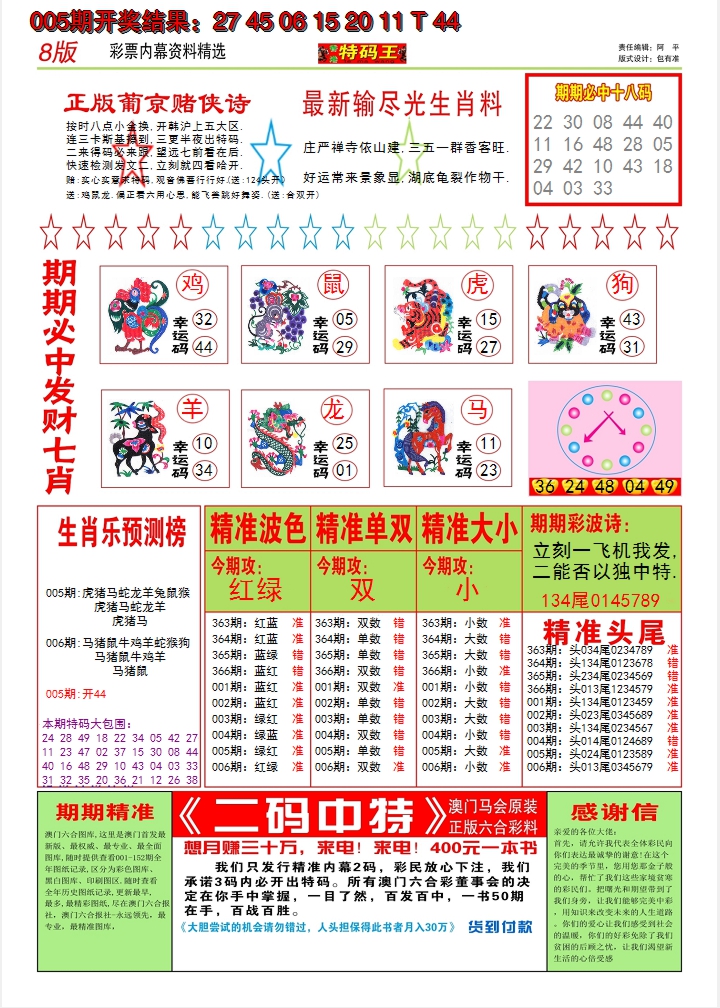 2025006期澳门特码王B