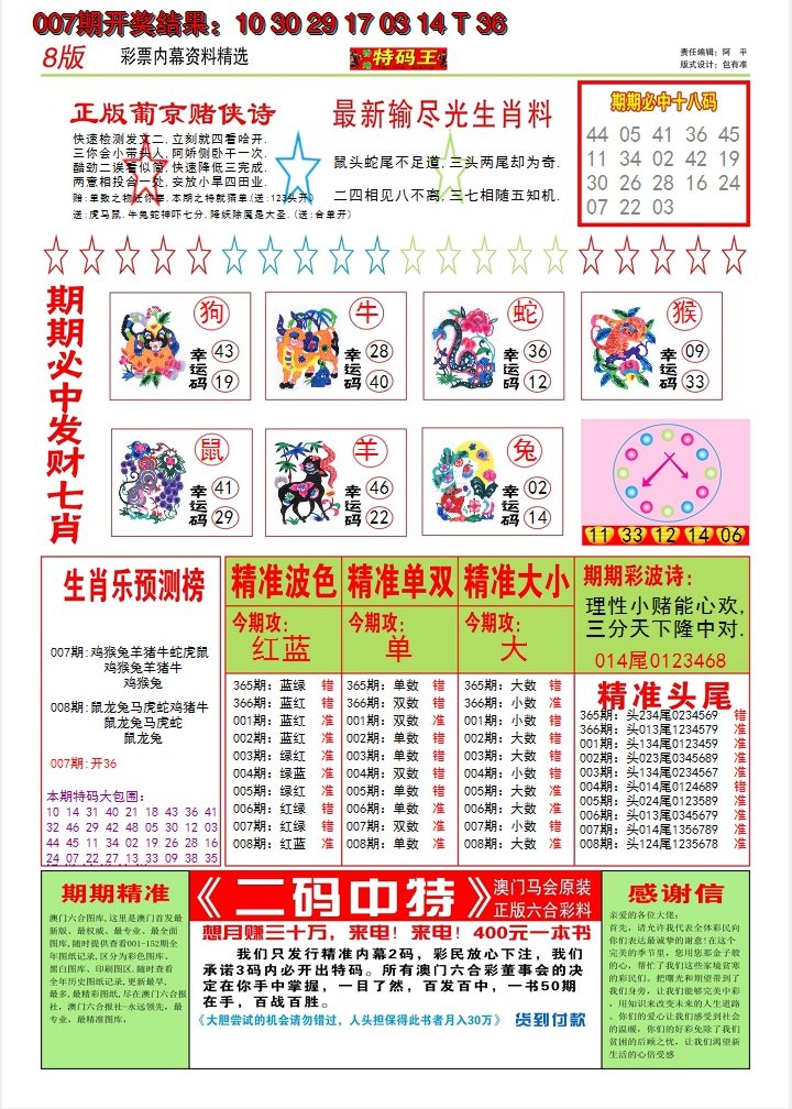 2025008期澳门特码王B