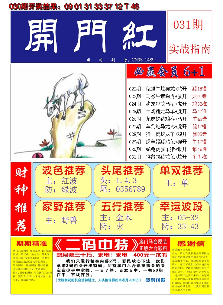 2025031期澳门开门红A