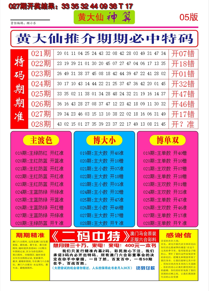 2025028期黄大仙神算D