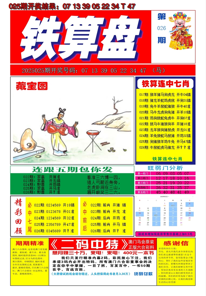 2025026期澳门铁算盘A