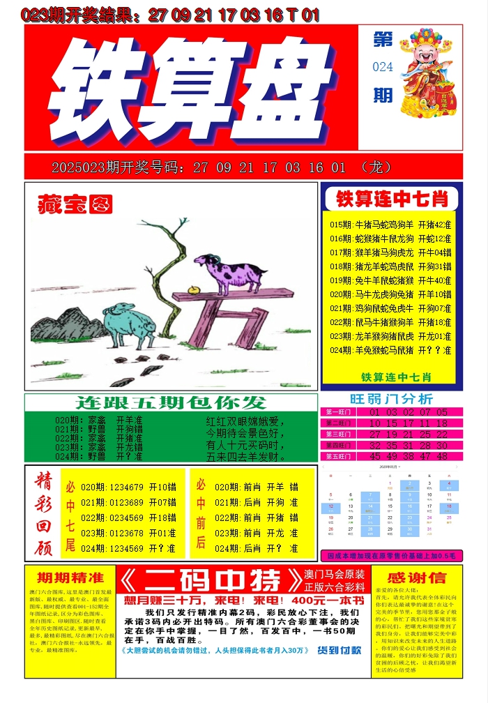 2025024期澳门铁算盘A