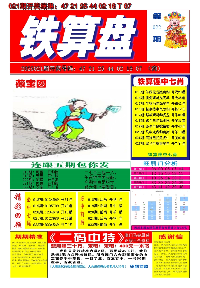 2025022期澳门铁算盘A