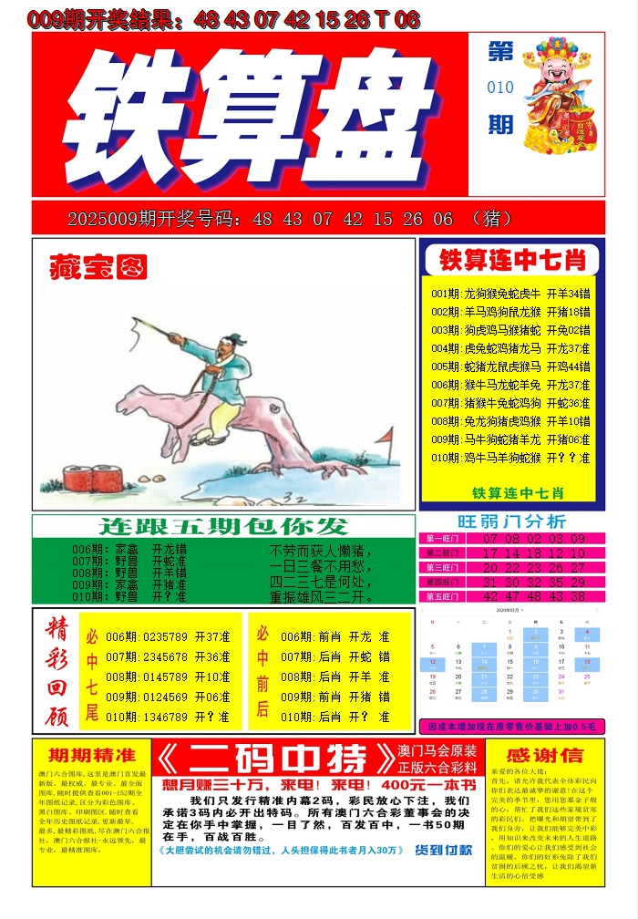 2025010期澳门铁算盘A
