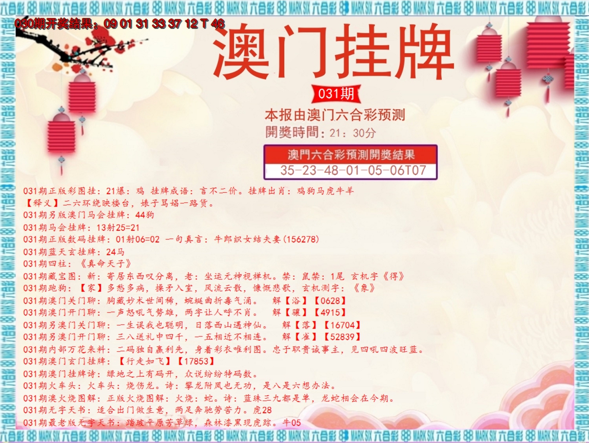 2025031期澳门挂牌E