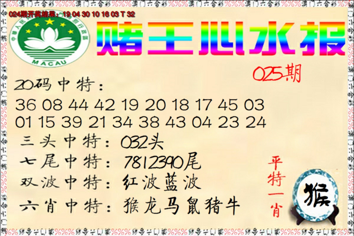 2025025期赌王心水报
