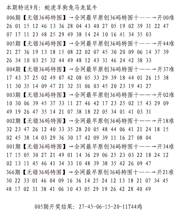 2025006期无错三十六码