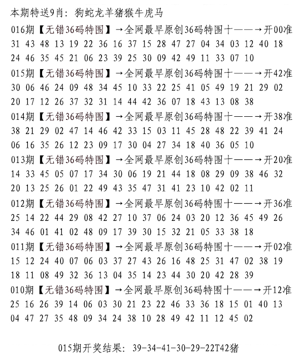 2025016期无错三十六码