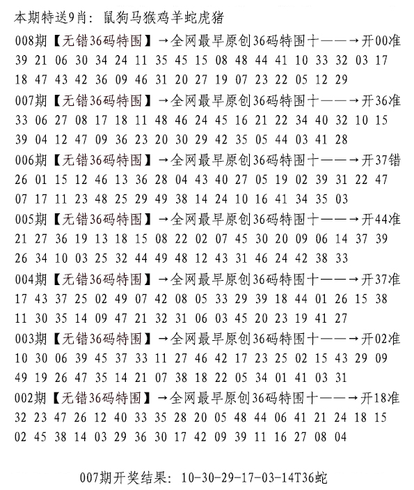 2025008期无错三十六码