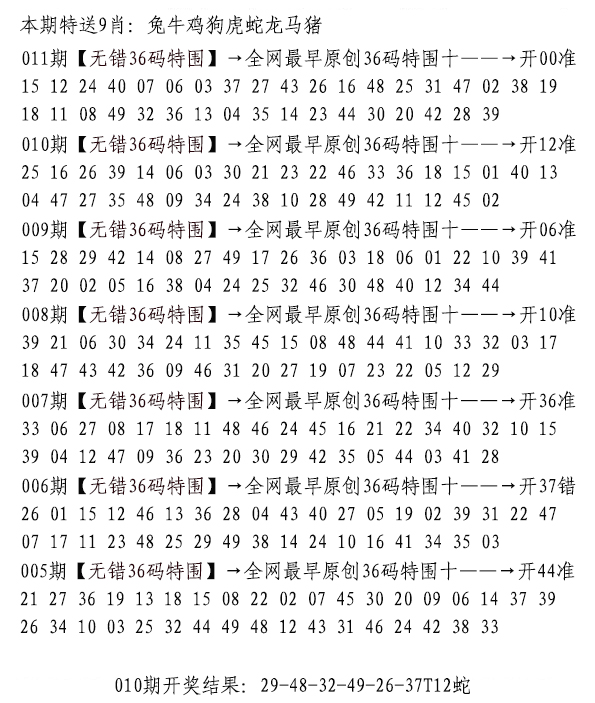 2025011期无错三十六码
