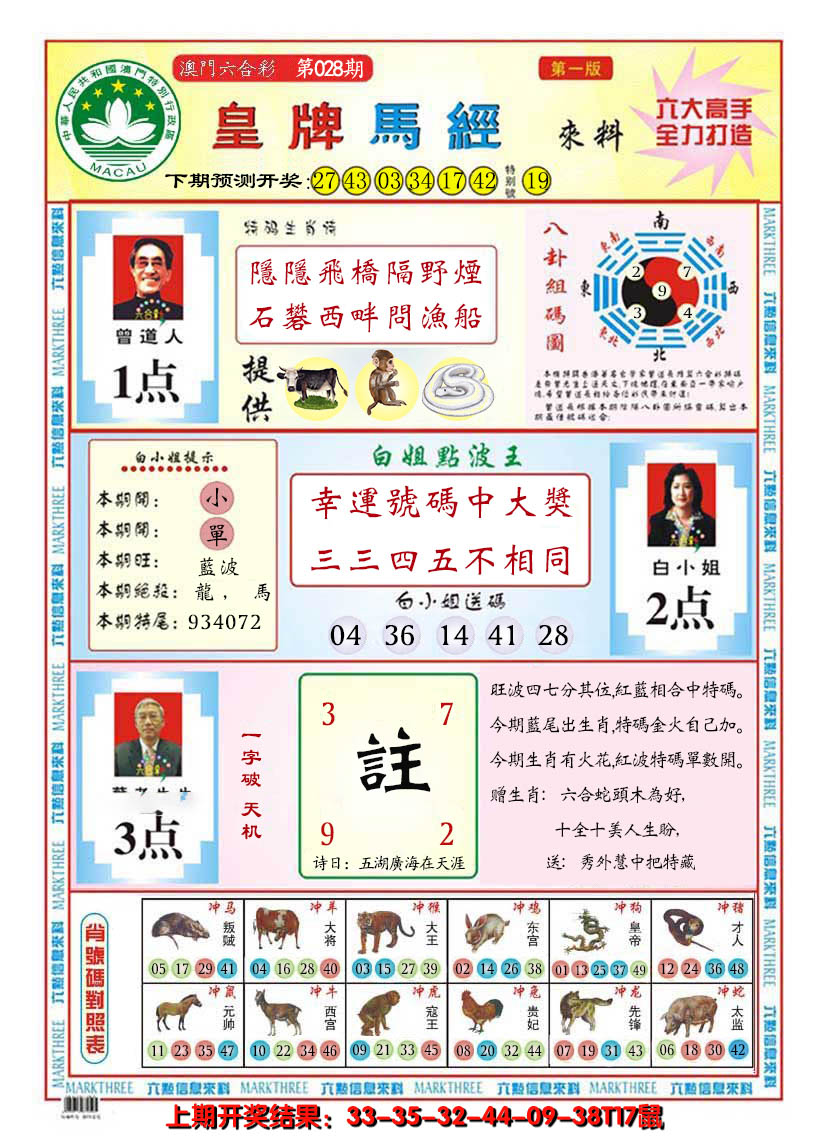 2025028期澳门皇牌马经