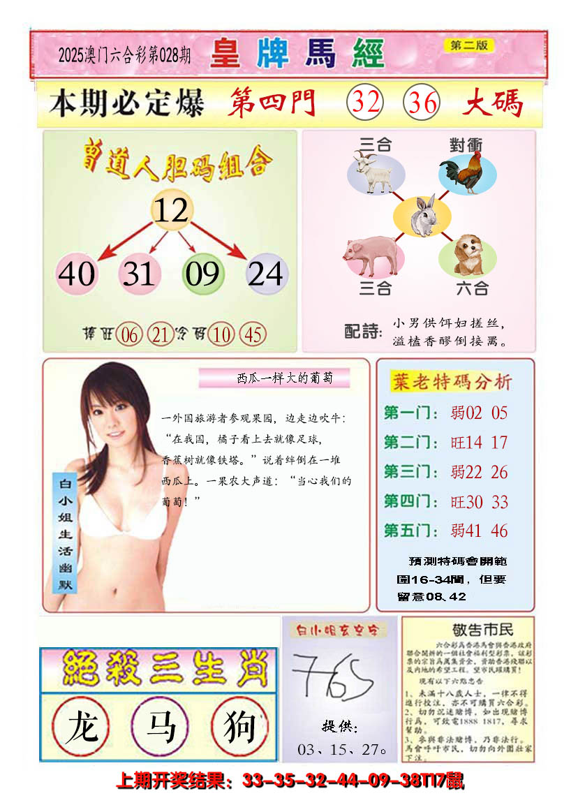 2025028期澳门皇牌马经B