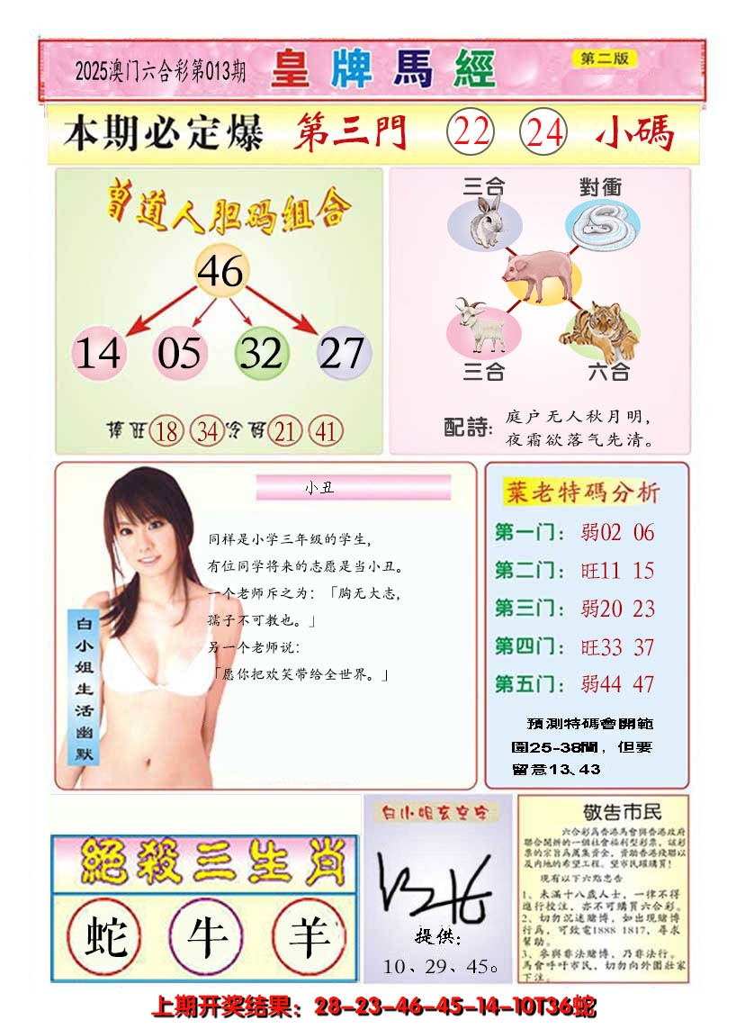 2025013期澳门皇牌马经B