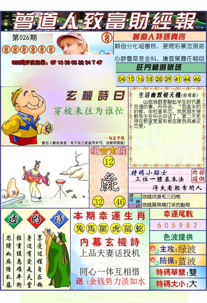 2025026期澳门曾道人致富财经报
