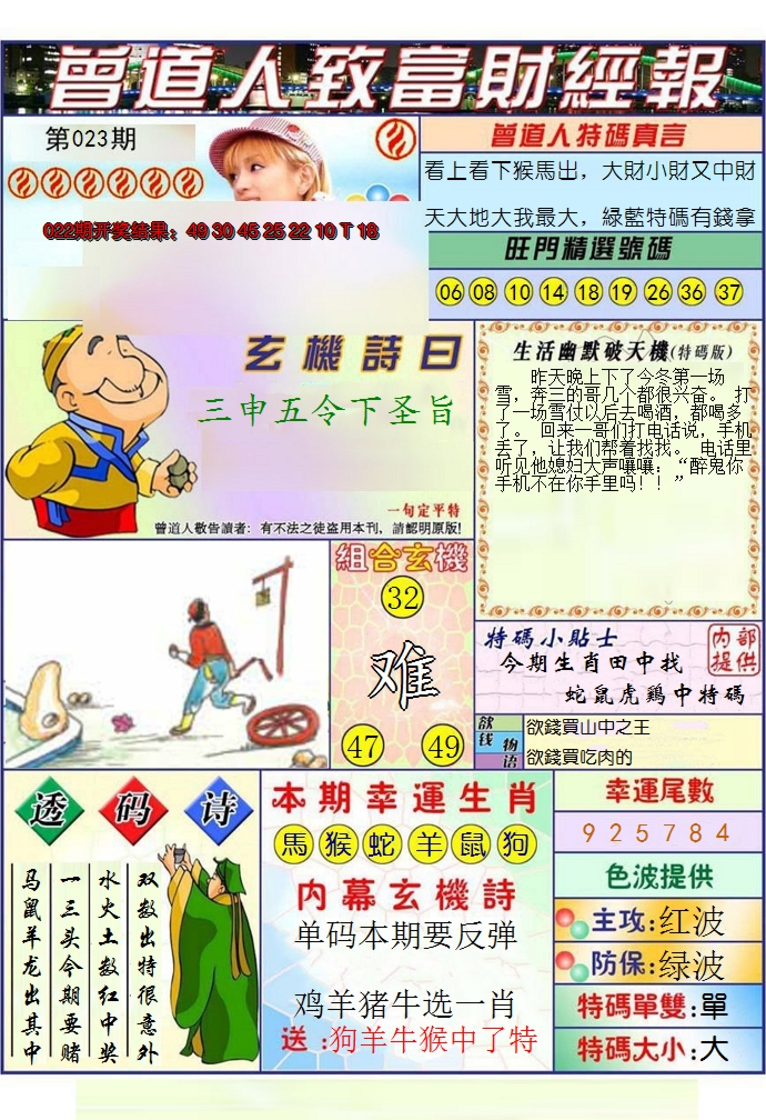 2025023期澳门曾道人致富财经报