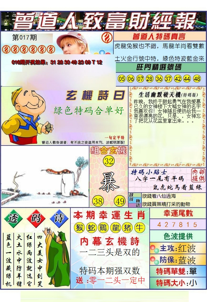 2025017期澳门曾道人致富财经报