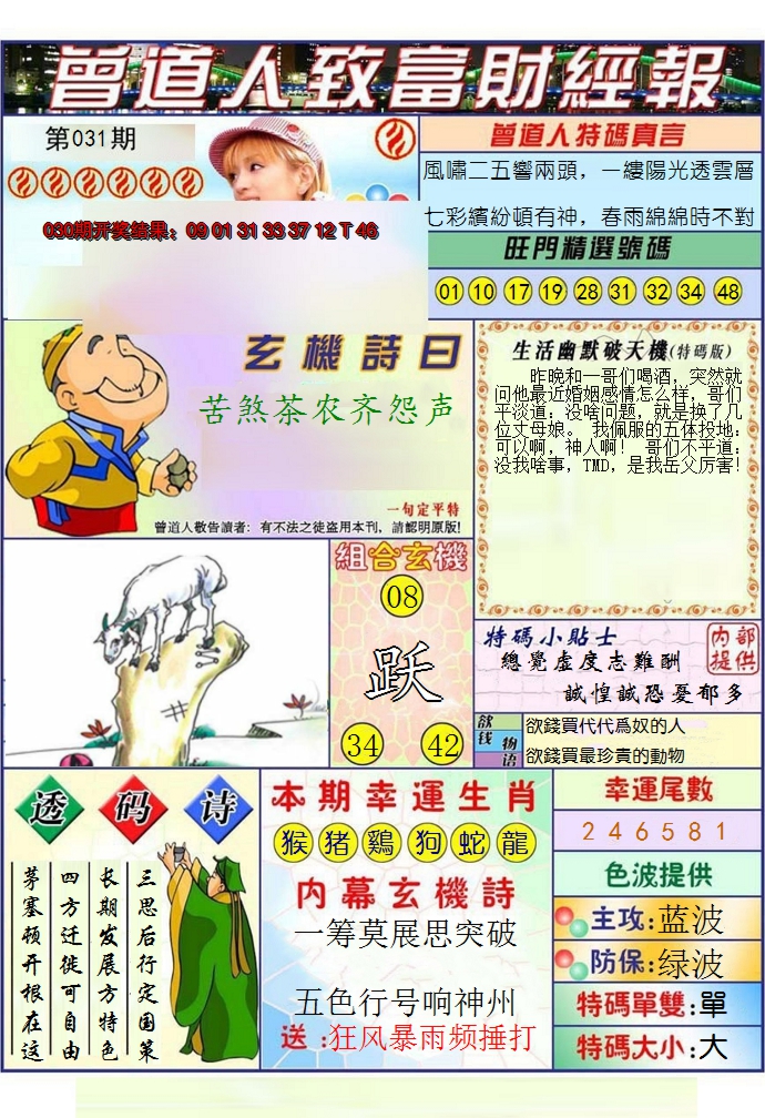 2025031期澳门曾道人致富财经报