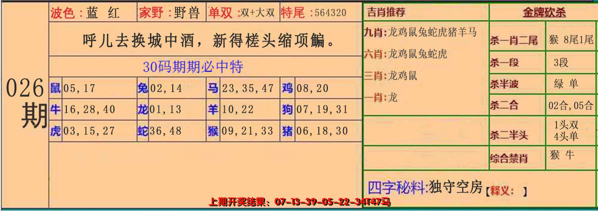 2025026期30码中特