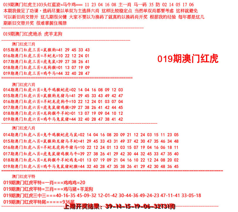 2025019期红虎图