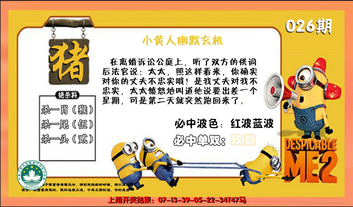 2025026期小黄人幽默玄机