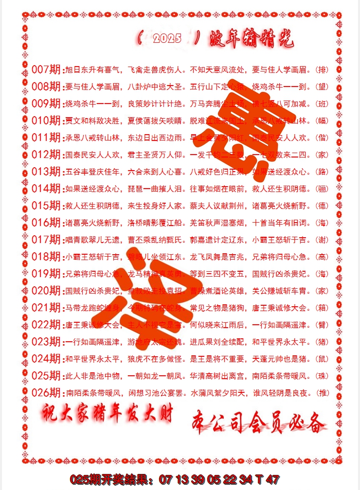 2025026期波色输光料