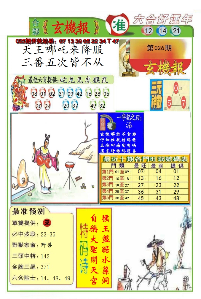 2025026期九龍玄机报(推荐)