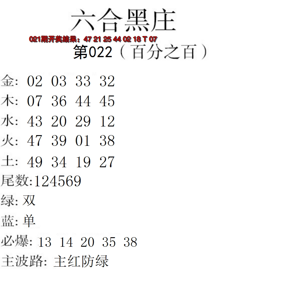 2025022期六合黑庄