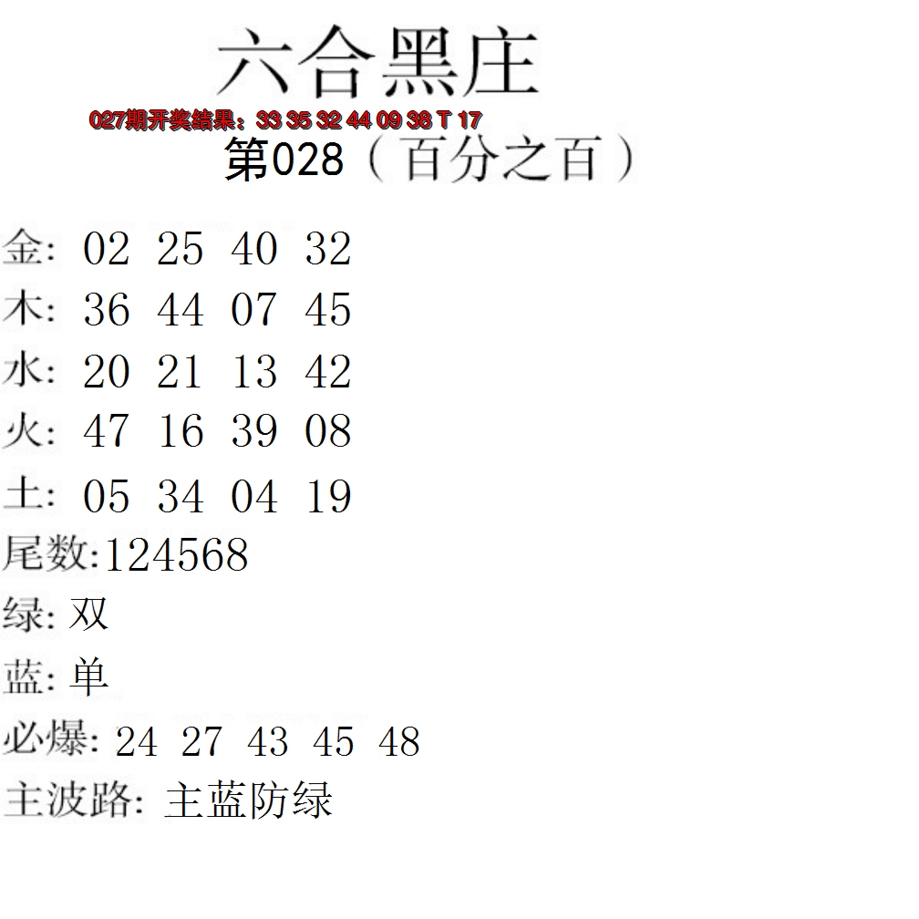 2025028期六合黑庄
