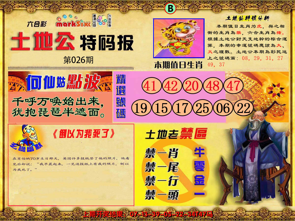 2025026期土地公特码报B
