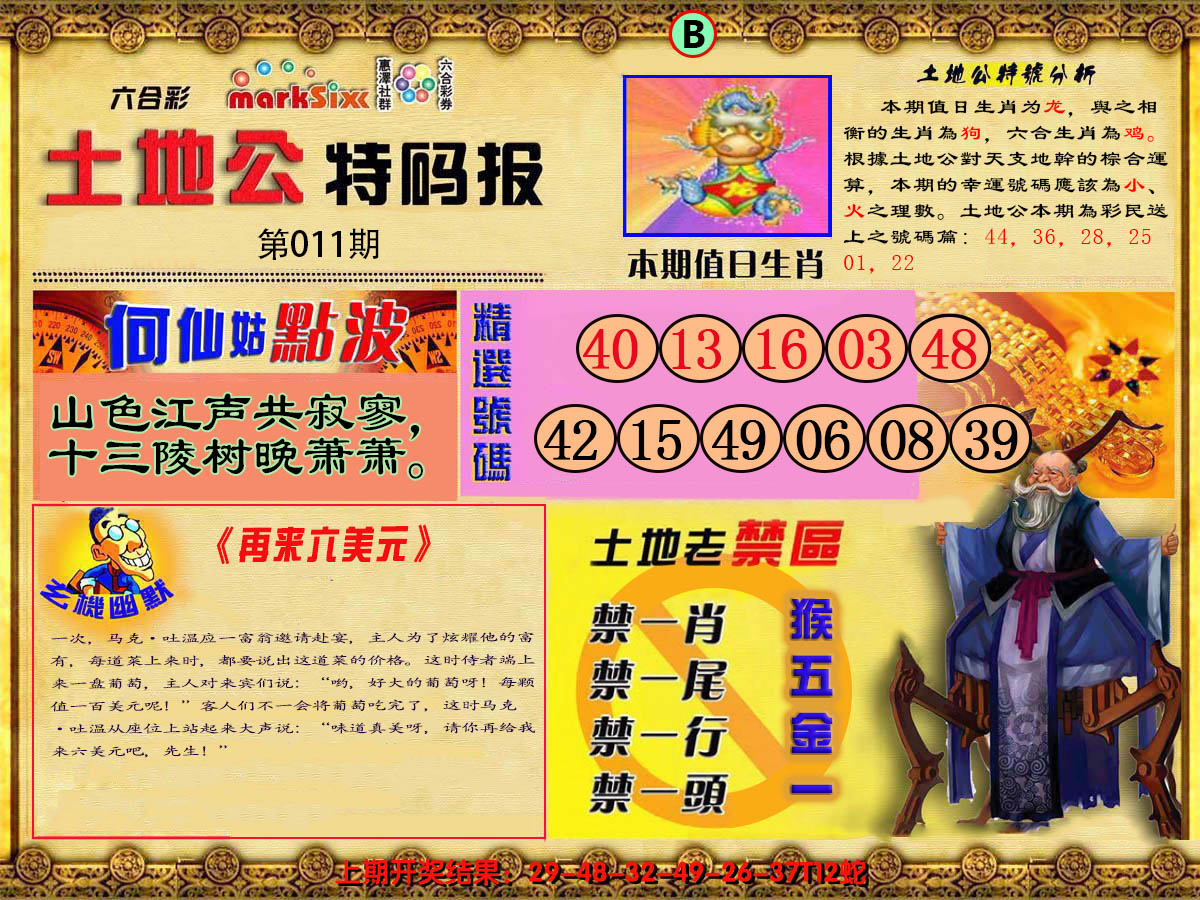 2025011期土地公特码报B