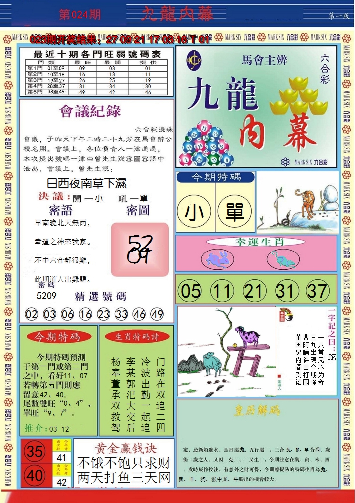 2025024期九龙内幕A