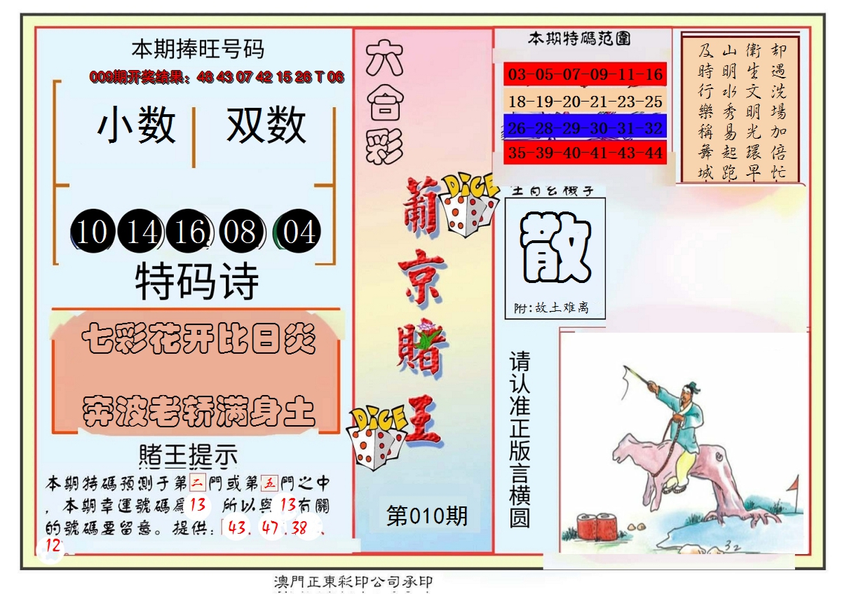 2025010期葡京赌王彩