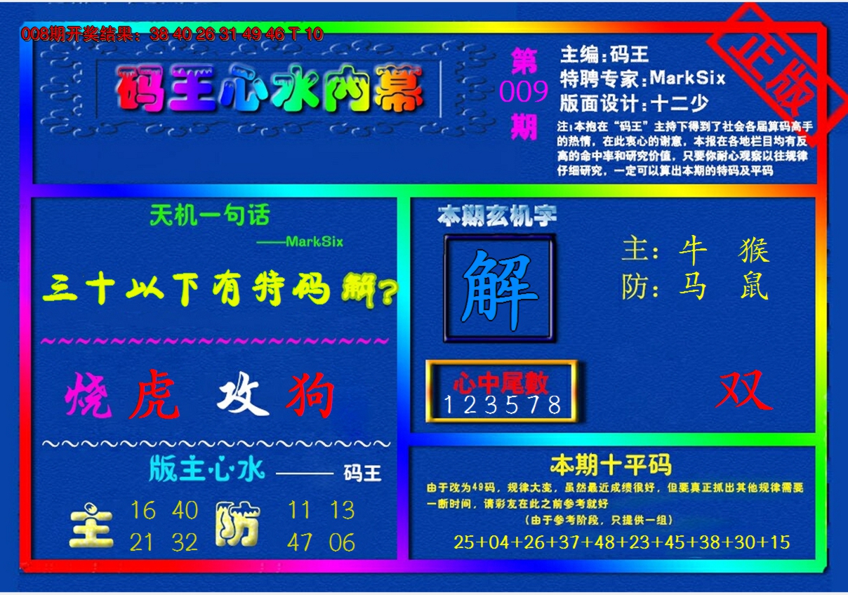 2025009期{码王雷锋}内幕报