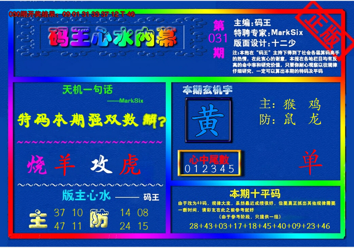 2025031期{码王雷锋}内幕报