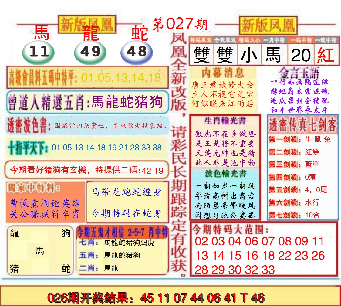 2025027期另二代凤凰报