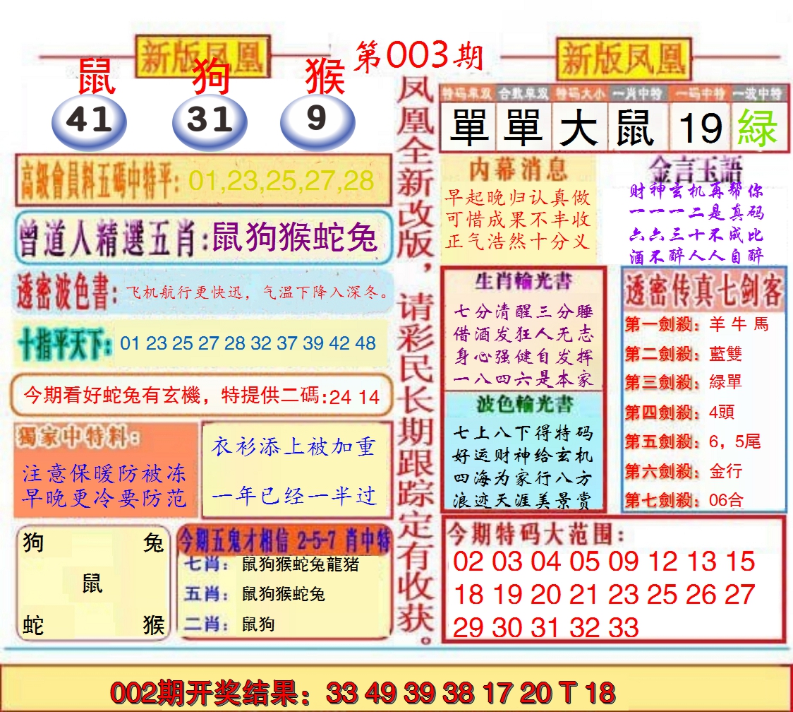 2025003期另二代凤凰报