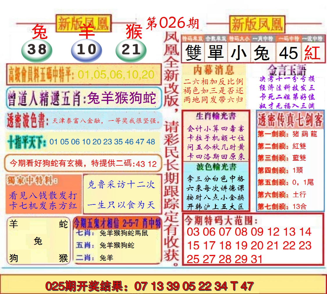 2025026期另二代凤凰报